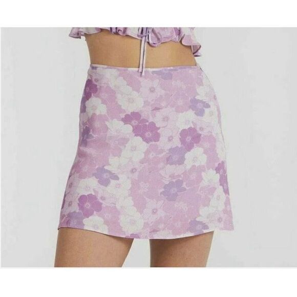Charlie Holiday Anthropologie Lilac Floral Phoebe‎ Mini Skirt XS 2 - Picture 1 of 7